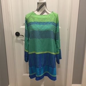 Hale Bob Fun Silk Geo Pattern Dress NEW